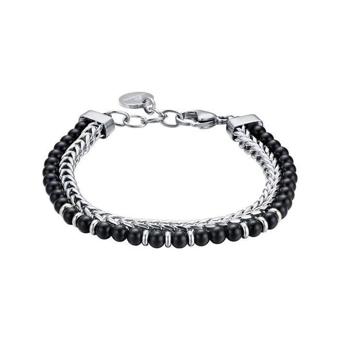Bracciale in acciaio con pietre nere