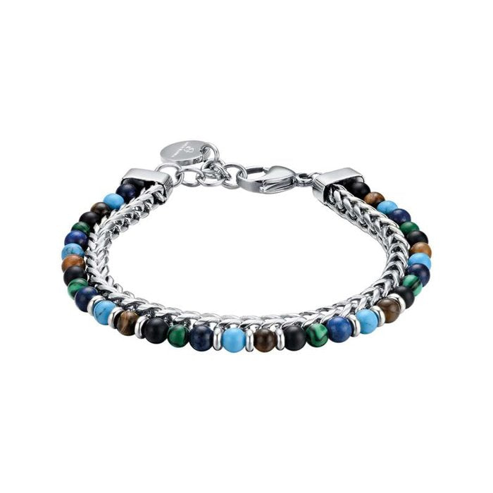 Bracciale in acciaio con pietre multicolor
