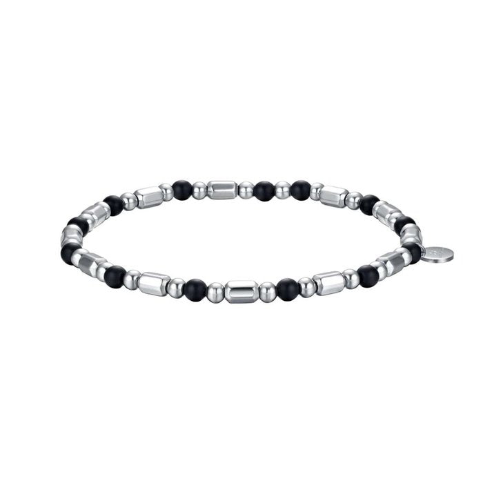 Bracciale in acciaio con elementi neri