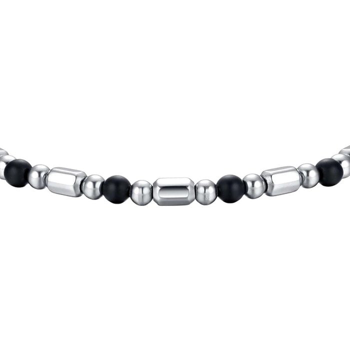 Bracciale in acciaio con elementi neri