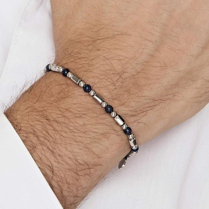 Bracciale in acciaio con pietre blu