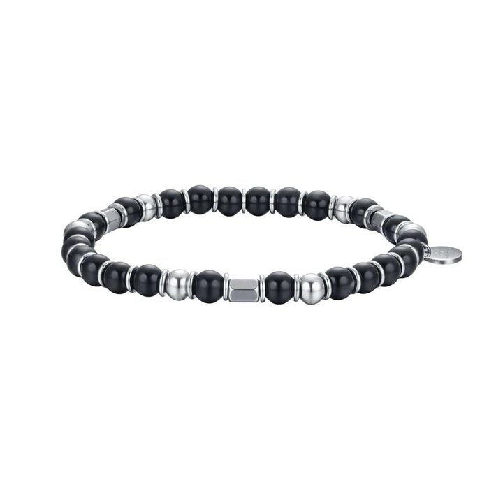 Bracciale in acciaio con pietre nere