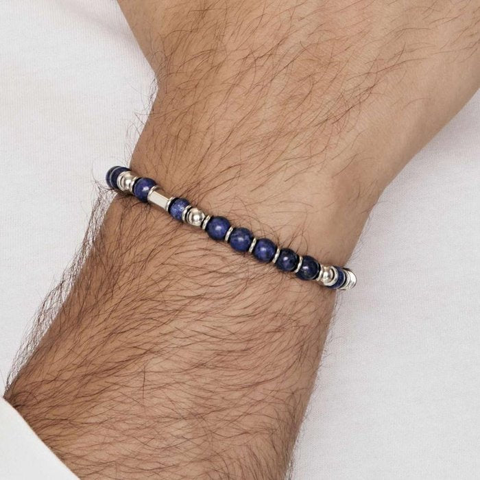 Bracelet en acier avec pierres bleues