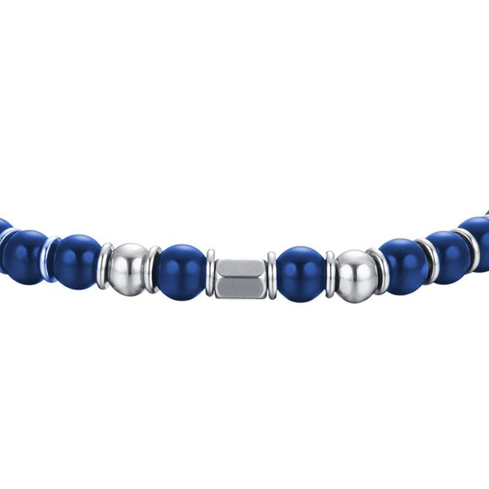 Bracelet en acier avec pierres bleues