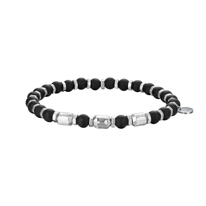 Bracelet en acier avec pierres noires