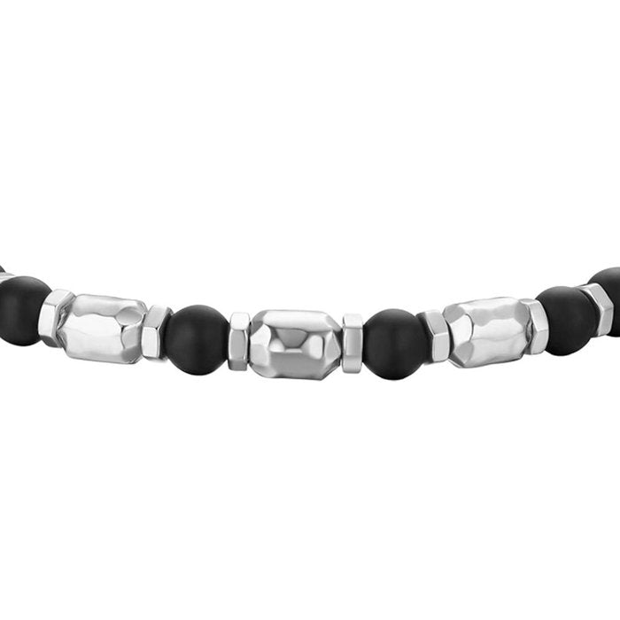 Bracelet en acier avec pierres noires