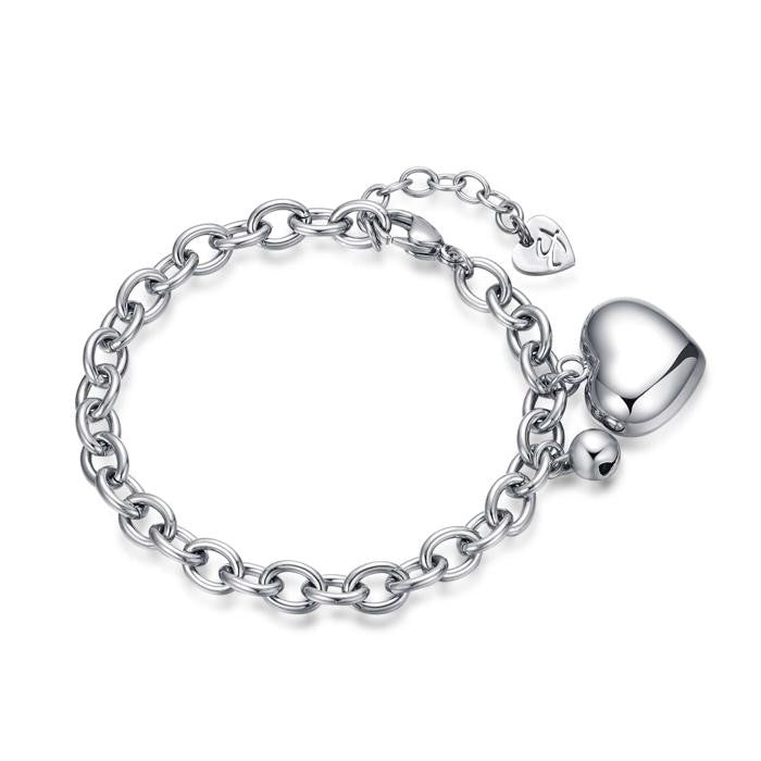 Bracelet en acier - Cœur + Cloche Son du Bonheur