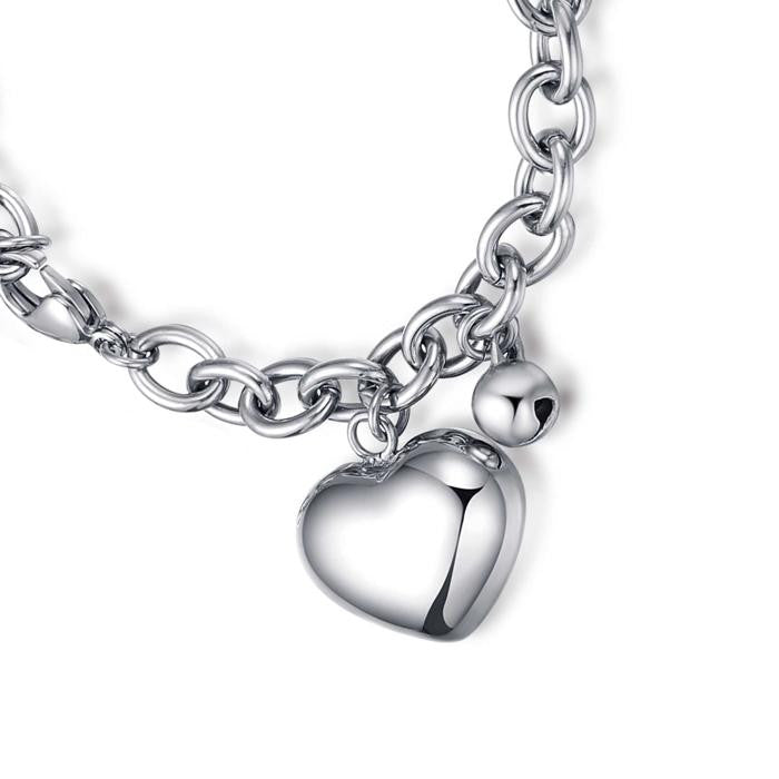 Bracelet en acier - Cœur + Cloche Son du Bonheur