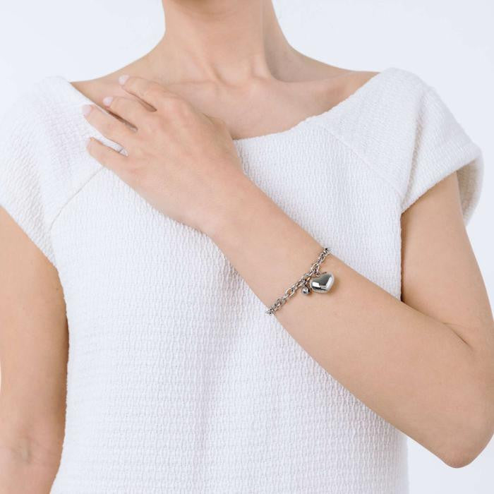 Bracelet en acier - Cœur + Cloche Son du Bonheur