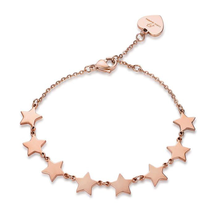 Bracciale In Acciaio Ip Rose Con Stelle Ip Rose