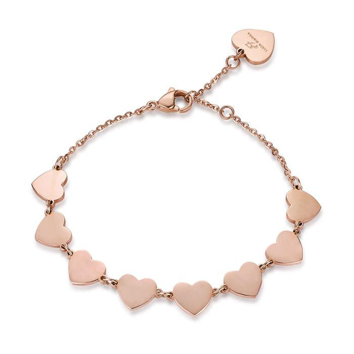 Bracciale In Acciaio Ip Rose Con Cuori Ip Rose