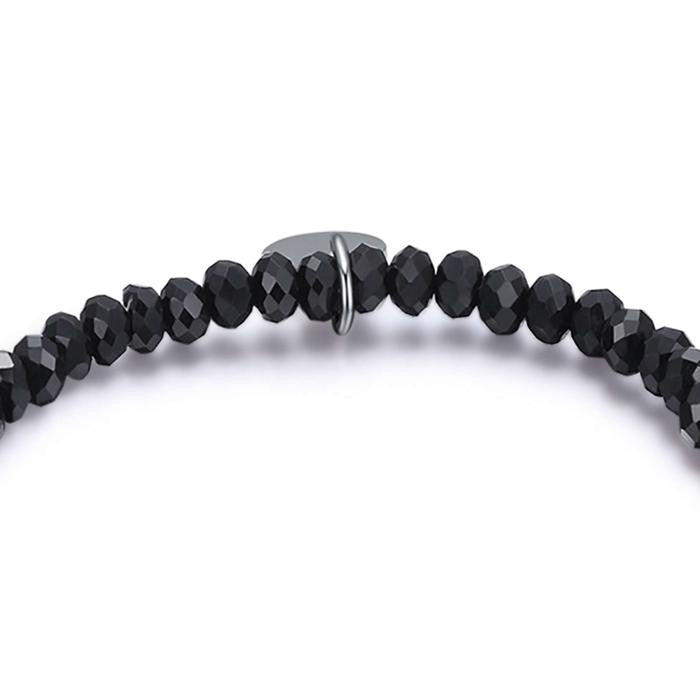Bracelet avec cristaux noirs et main de Fatima