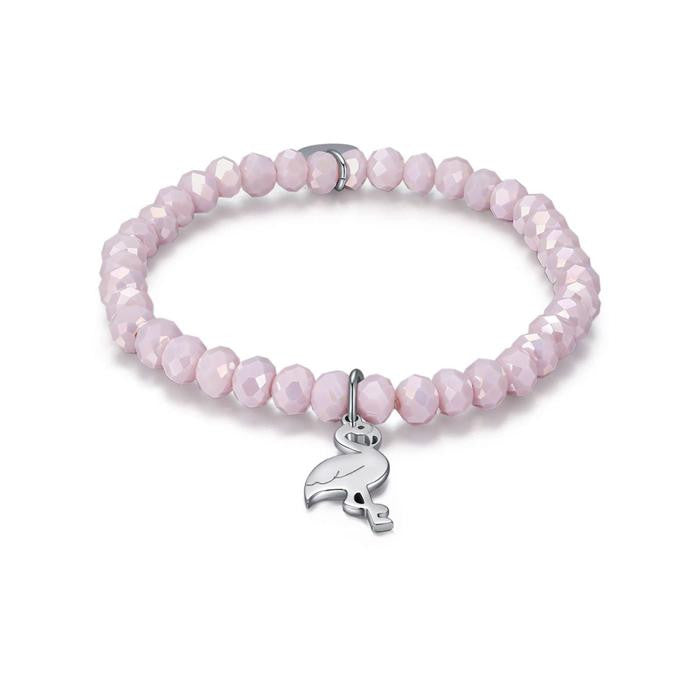 Bracelet Cristal Rose et Flamant Rose