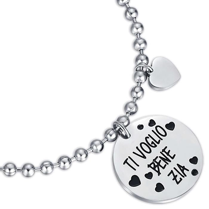 Bracelet en acier avec phrase « Je t'aime tante »