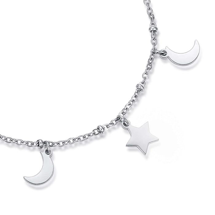Bracciale In Acciaio Con Stelle E Lune