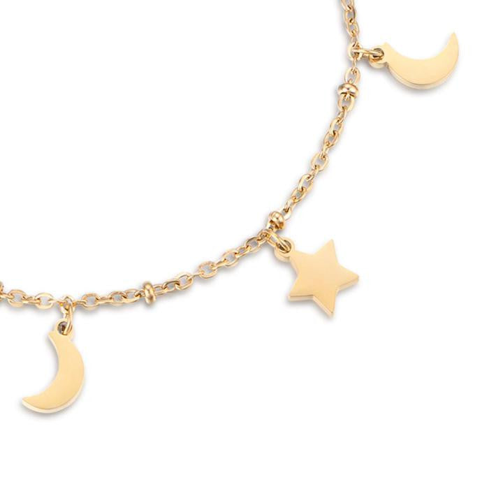 Bracciale In Acciaio Ip Gold Con Stelle E Lune
