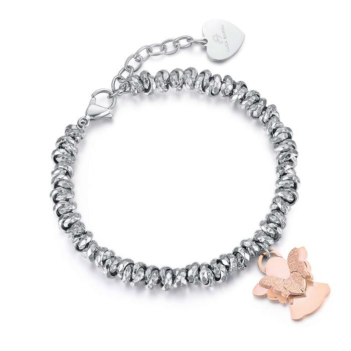 Bracciale In Acciaio Con Angelo Ip Rose