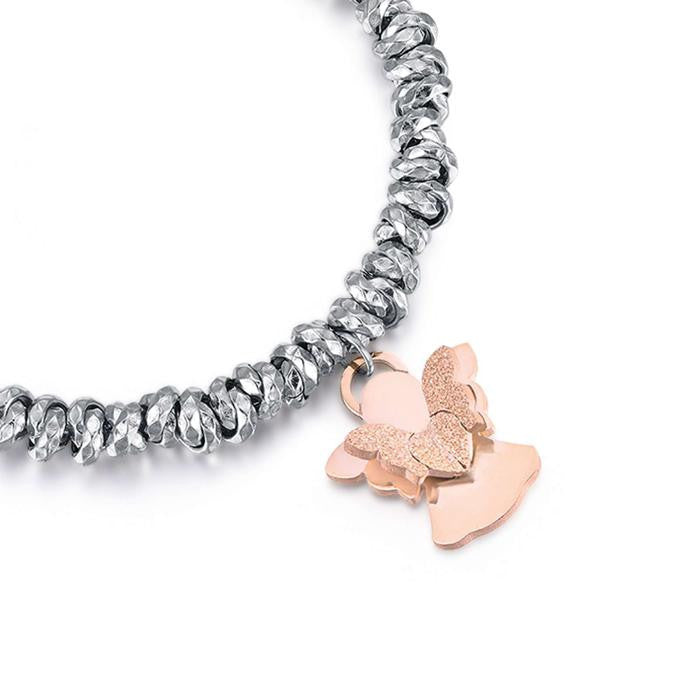Bracciale In Acciaio Con Angelo Ip Rose
