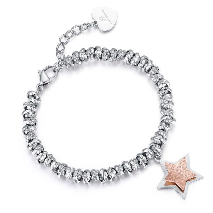 Bracciale In Acciaio Con Stella E Glitter Ip Rose