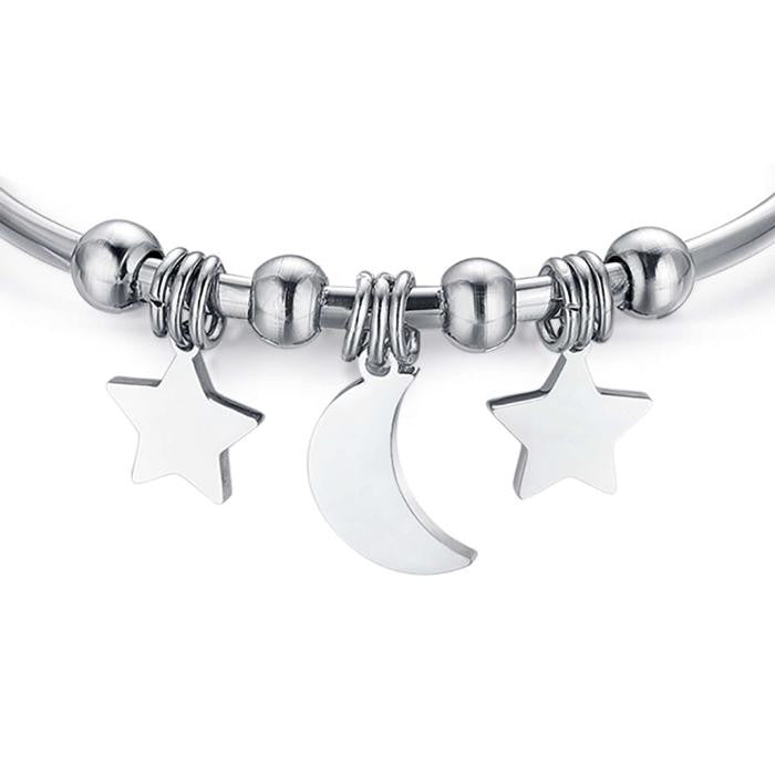 Bracelet en acier avec étoiles et lune