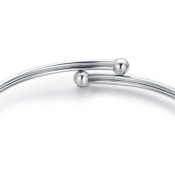 Bracelet en acier avec symbole de paix et cœur en forme de trèfle à quatre feuilles