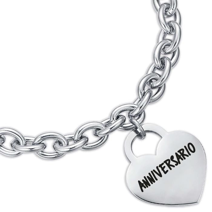 Bracciale In Acciaio Con Cuore Anniversario