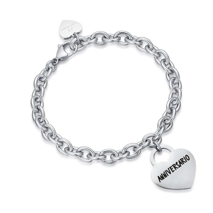 Bracciale In Acciaio Con Cuore Anniversario