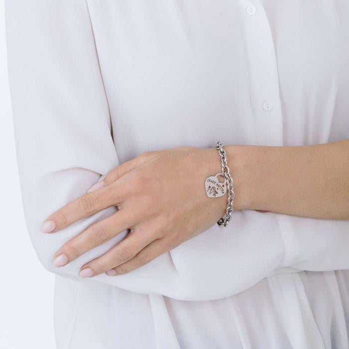 Bracelet en acier avec cœur « Merci professeur »