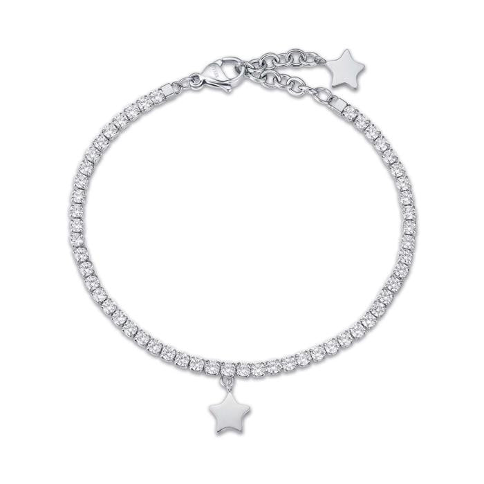 Bracelet en acier avec étoile et cristaux blancs