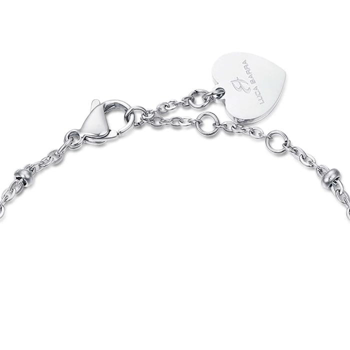 Bracelet en acier avec trèfles à quatre feuilles et cristaux blancs