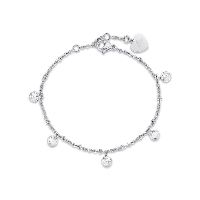 Steel Bracelet With White Crystals