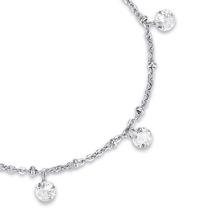 Steel Bracelet With White Crystals