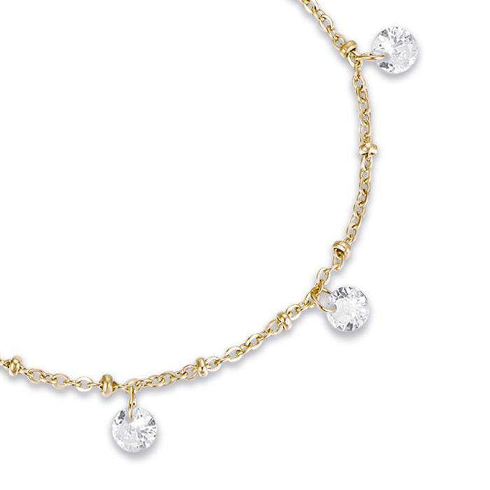 Ip Gold Steel Bracelet With White Crystals