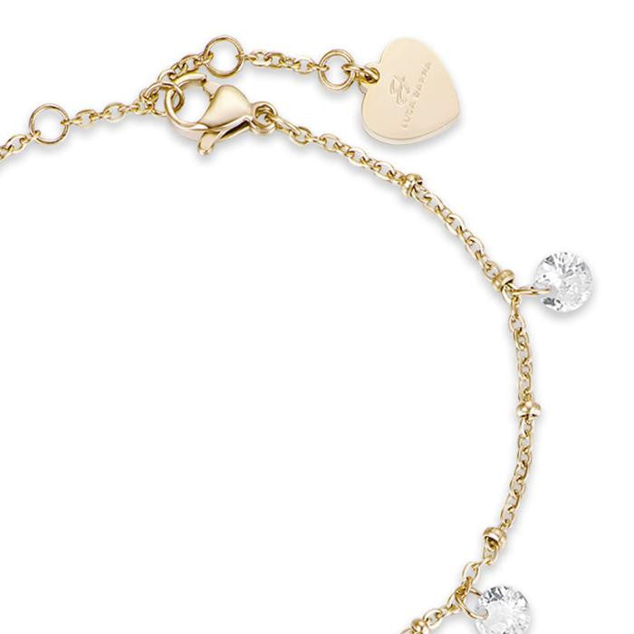 Bracciale In Acciaio Ip Gold Con Cristalli Bianchi