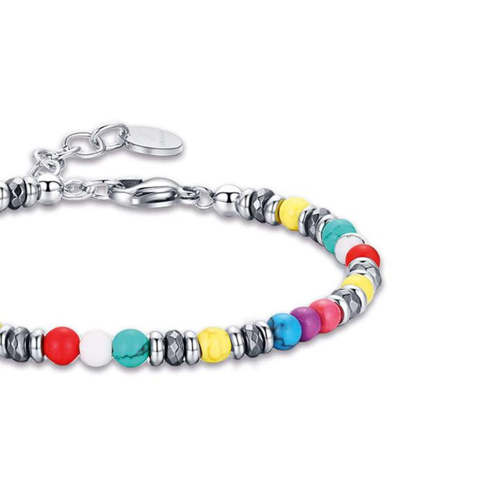 Bracelet en acier avec pierres multicolores
