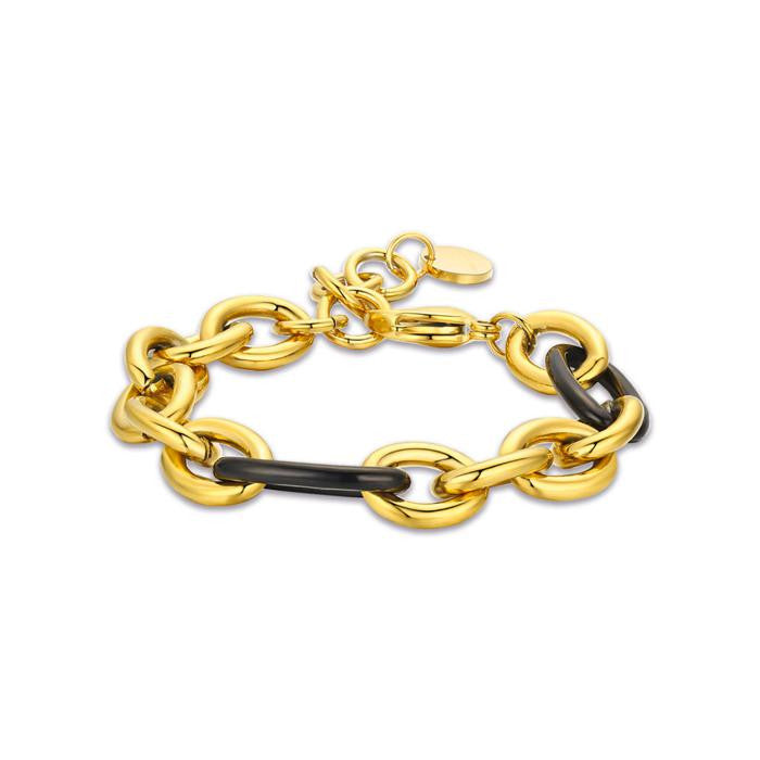 Bracelet en acier ip doré et acier ip noir