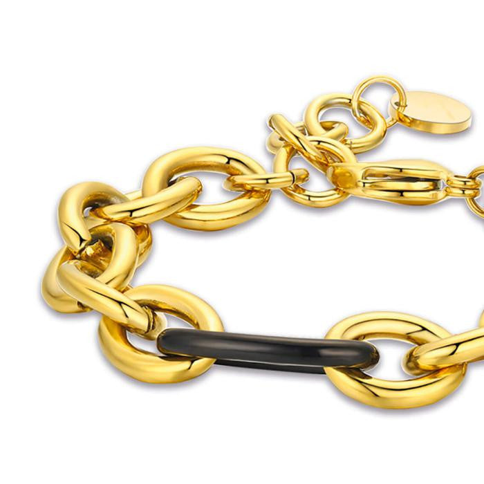 Bracelet en acier ip doré et acier ip noir
