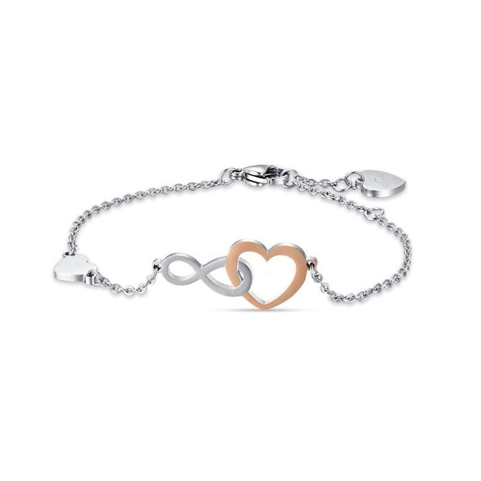 Bracciale in acciaio con cuori ed infinito