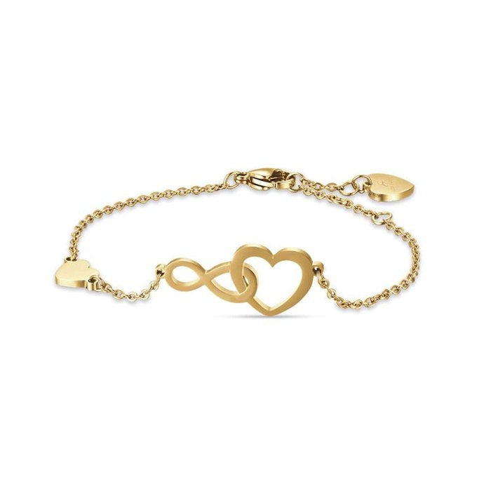 Bracciale in acciaio ip gold con cuori ed infinito