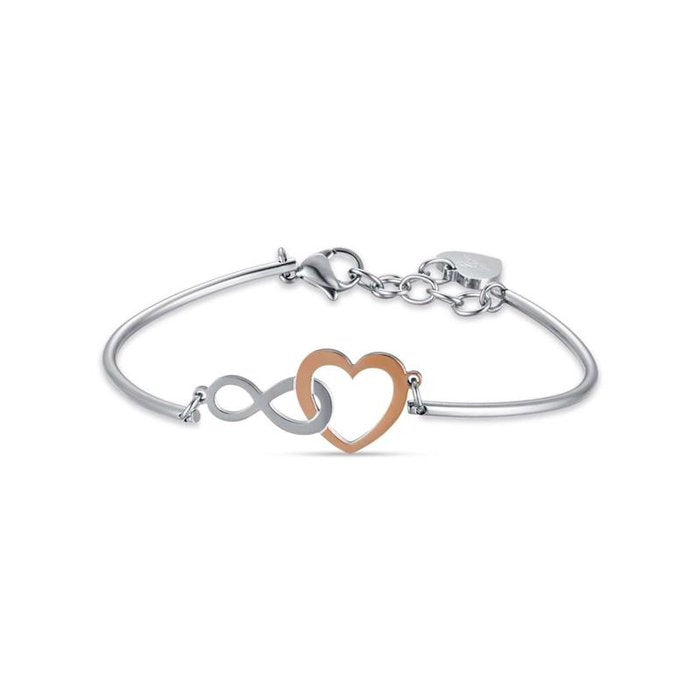 Bracciale in acciaio con cuore ed infinito