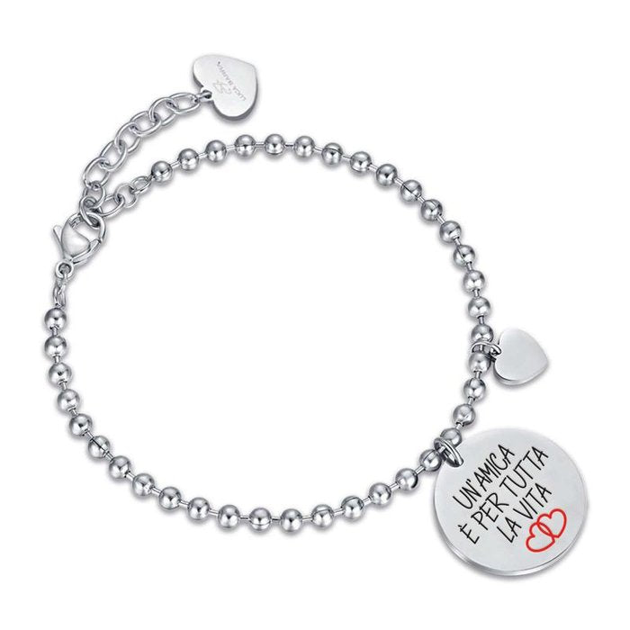 Bracciale in acciaio un'amica e' per tutta la vita