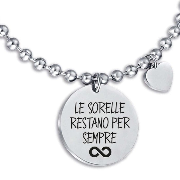 Bracciale in acciaio le sorelle restano per sempre