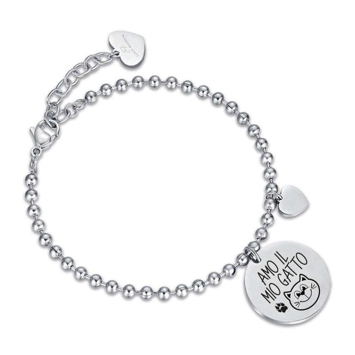 Bracciale in acciaio amo il mio gatto