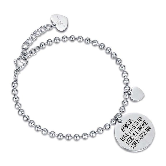 Bracciale in acciaio famiglia dove la vita ha inizio e l'amore non finisce mai