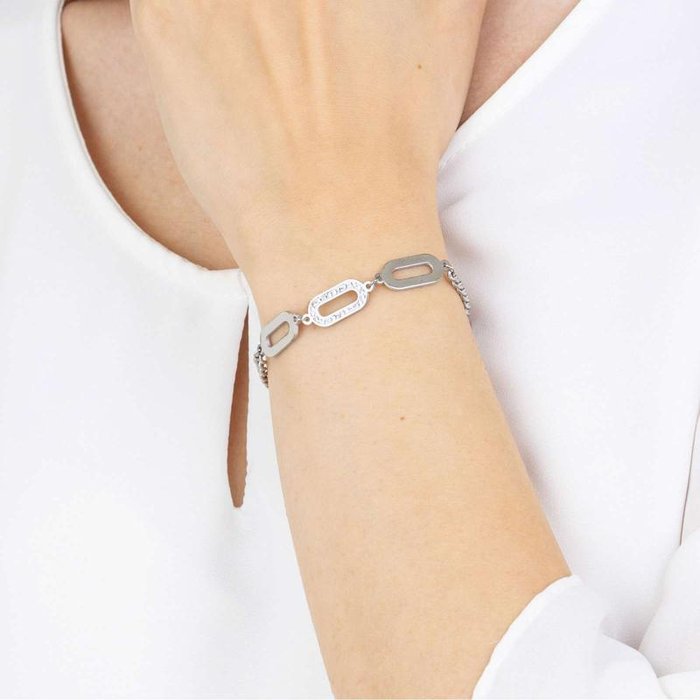 Bracciale in acciaio con cristalli bianchi