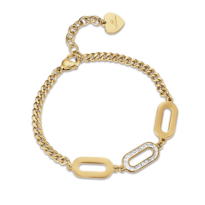 Bracciale in acciaio ip gold con cristalli bianchi