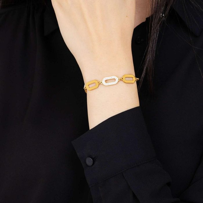 Bracciale in acciaio ip gold con cristalli bianchi