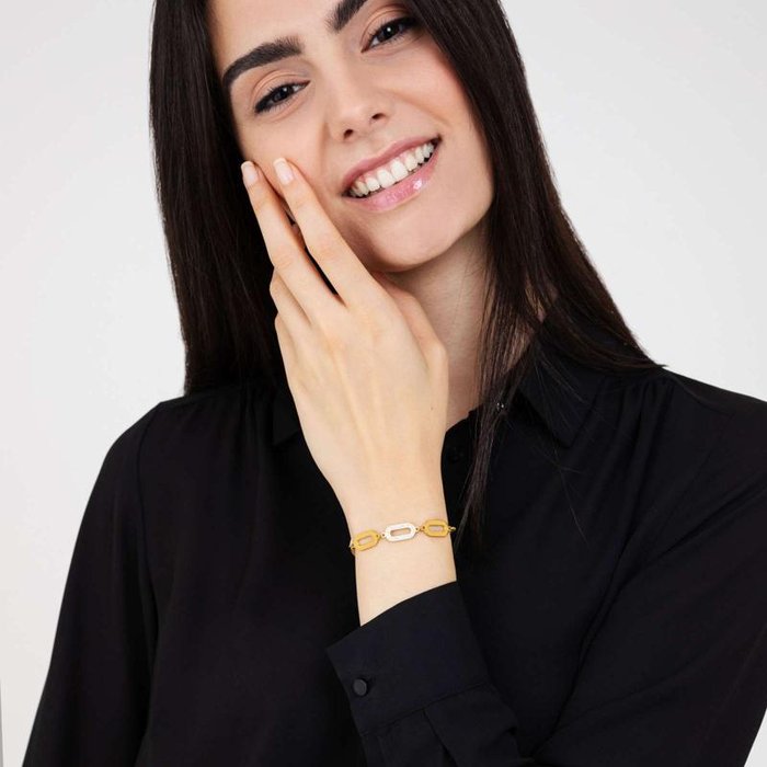 Bracciale in acciaio ip gold con cristalli bianchi