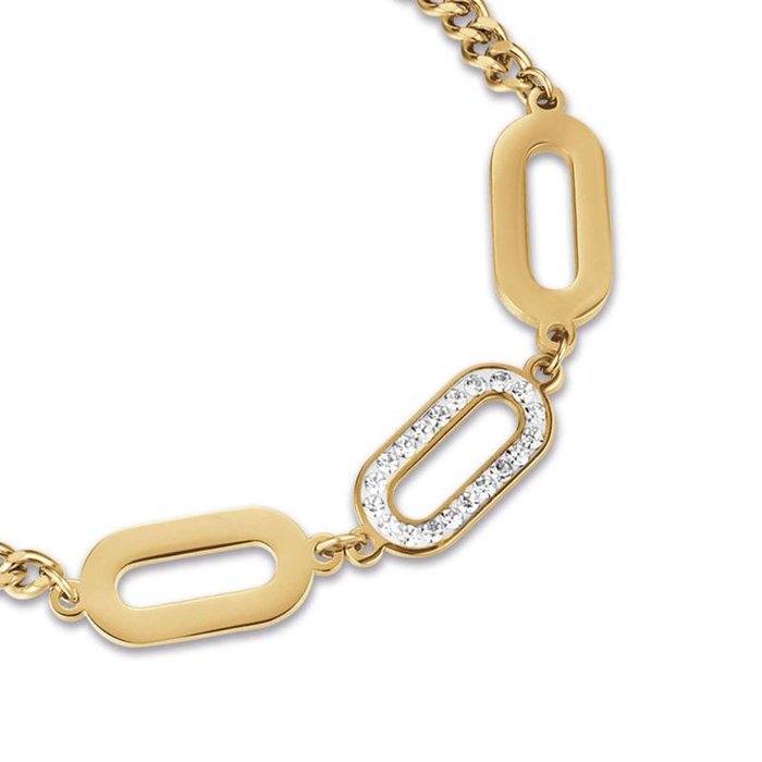 Bracciale in acciaio ip gold con cristalli bianchi