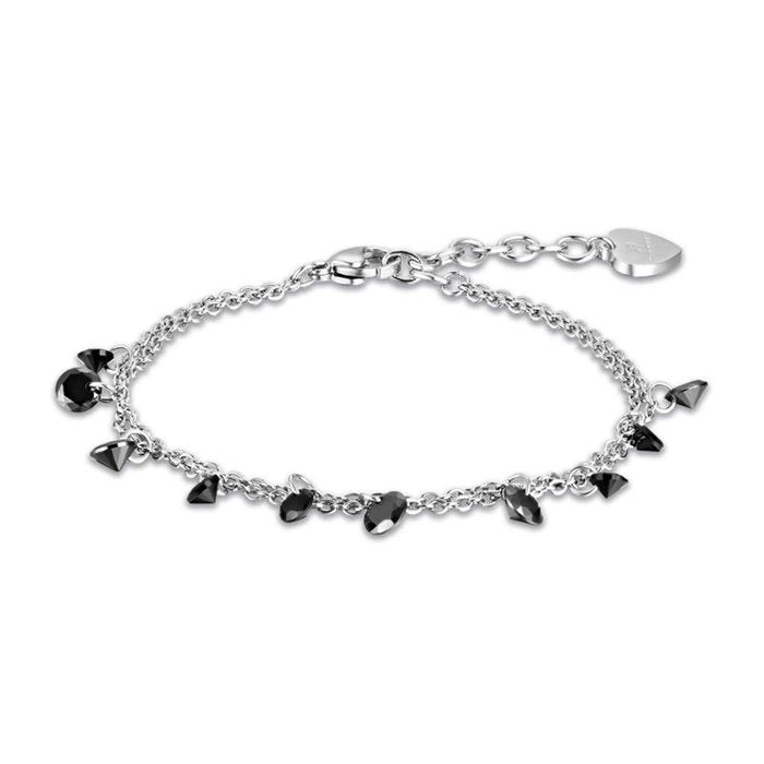 Bracciale in acciaio con cristalli neri